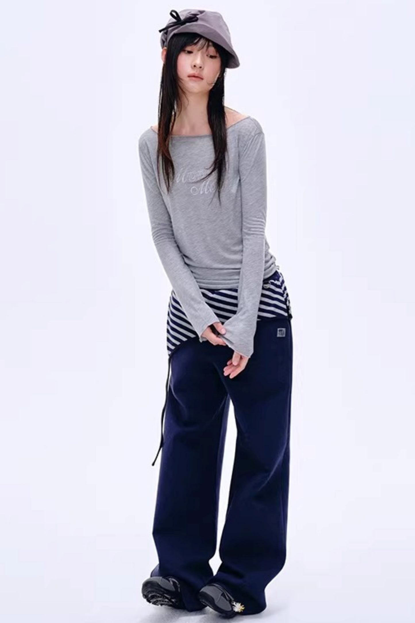Color-Blocked Cotton Striped Pants