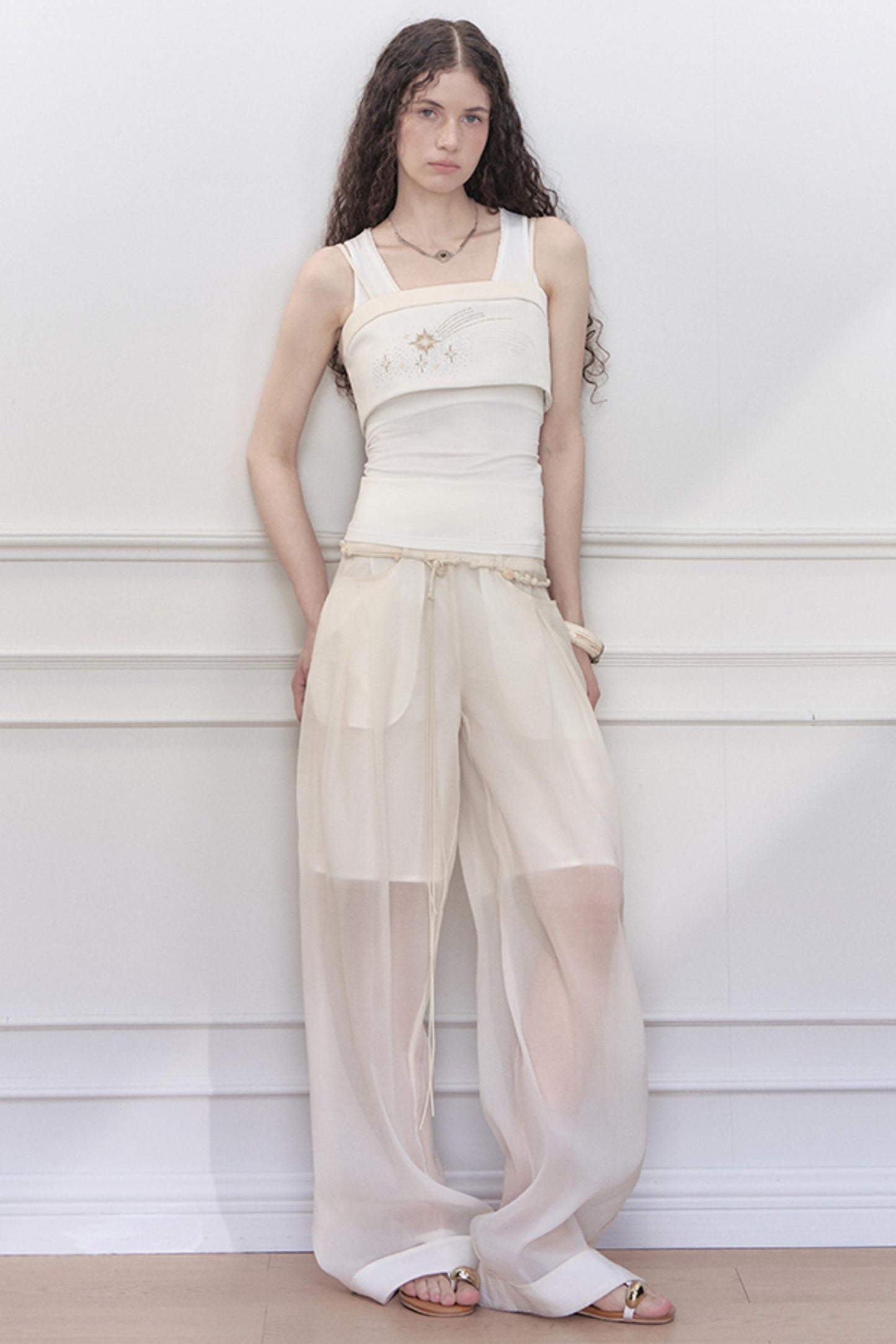 Lace Collar Knit Camisole Set