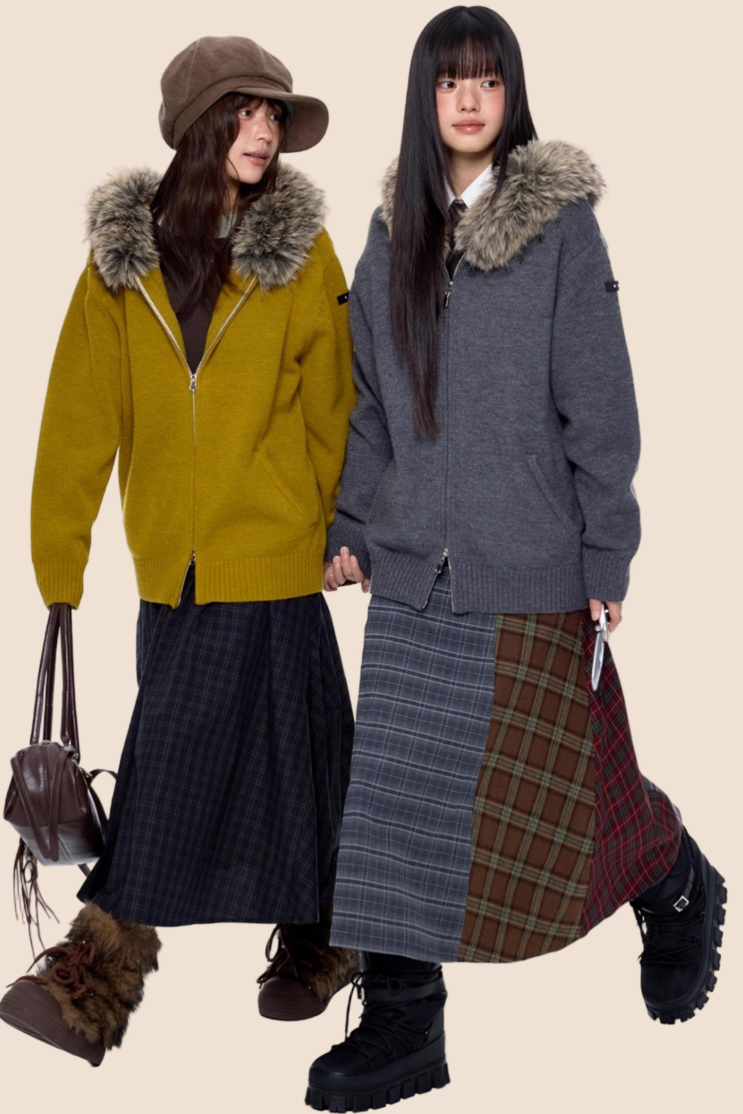 Vintage Knit Hooded Cardigan