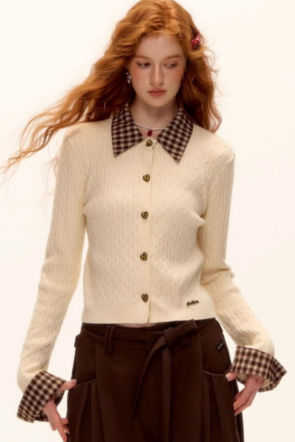 Wool Blend Plaid Knit Top