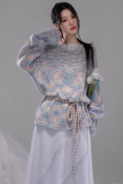 Floral Mist Blue Wool Sweater Set