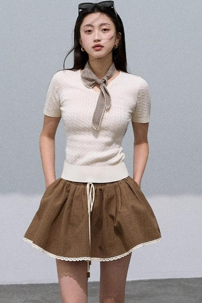 Lace Texture A-Line Skirt