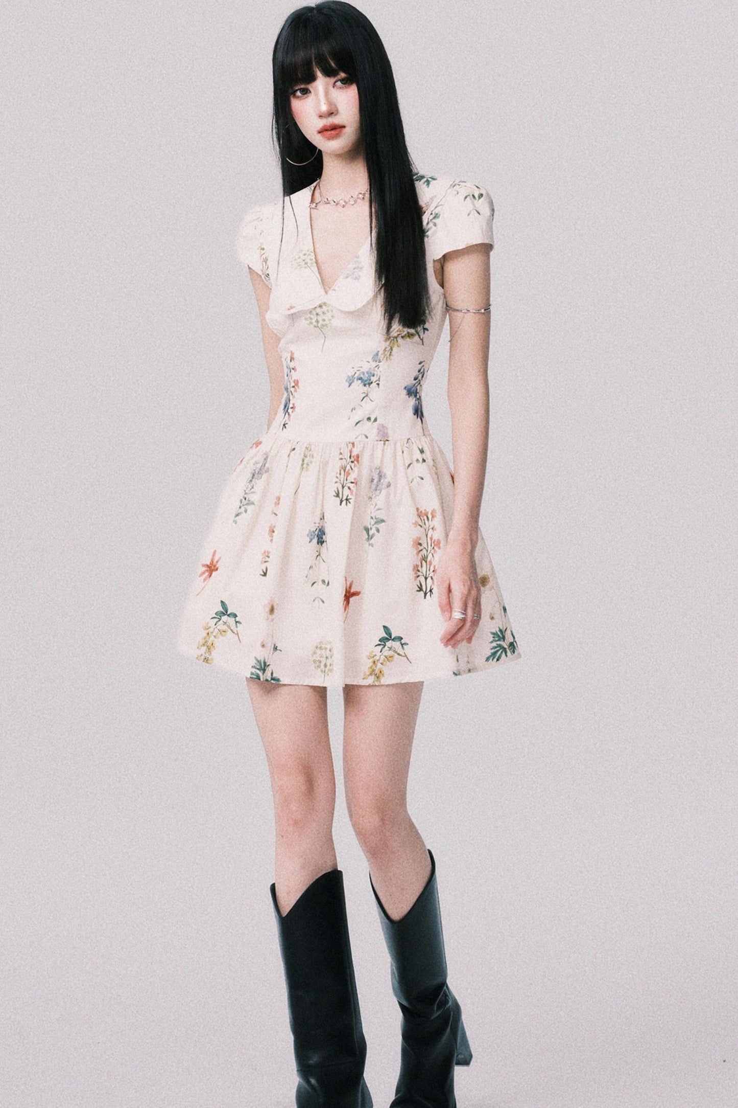 Floral Doll Neck Dress