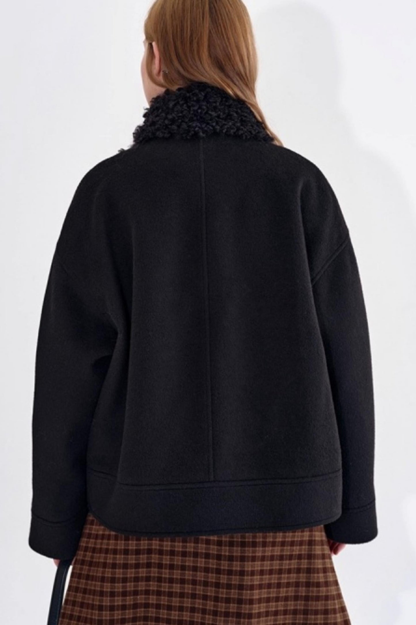 Wool Blend Fur Collar Coat