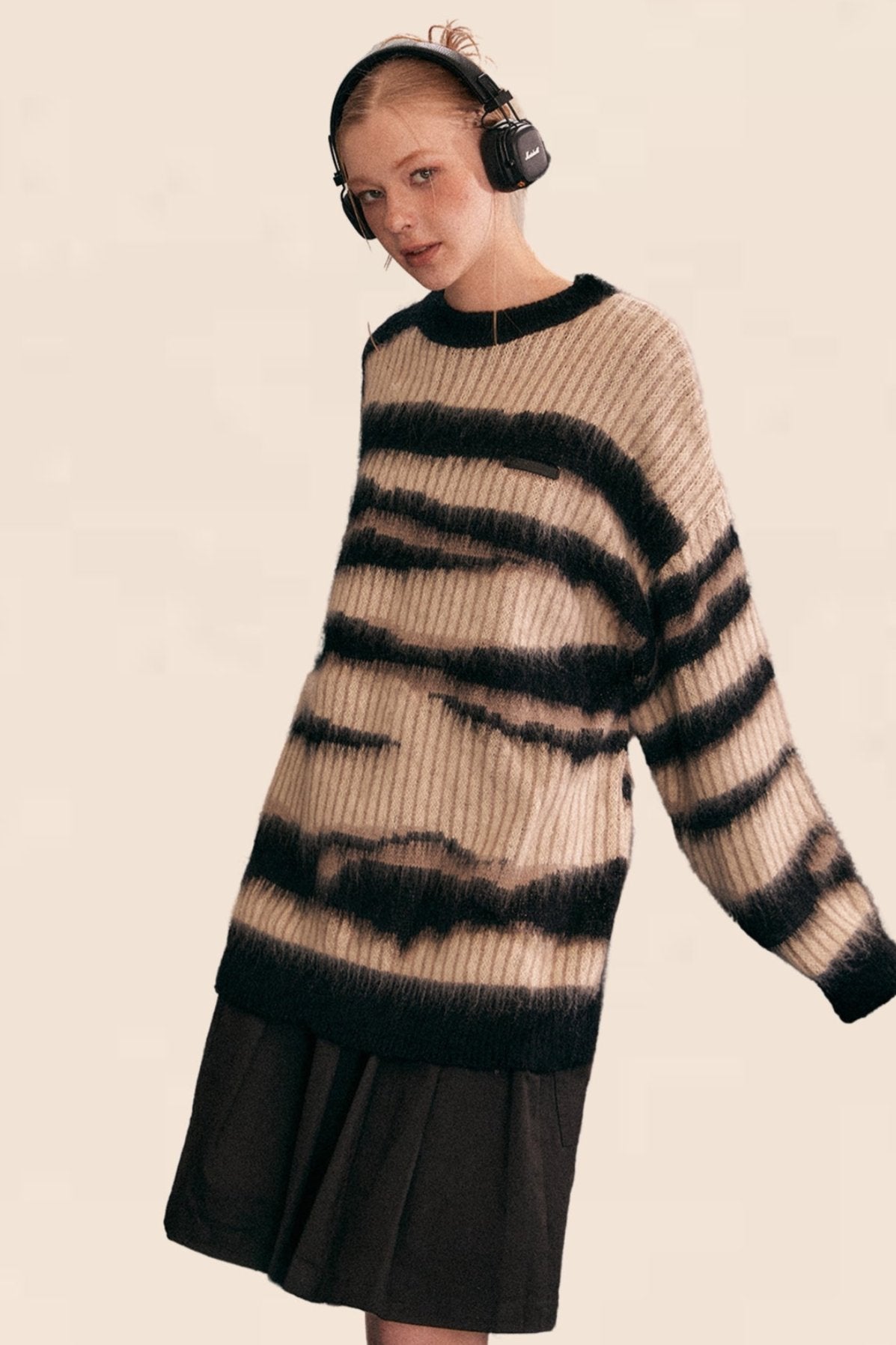 Vintage Mohair Contrast Stripe Pullover Sweater