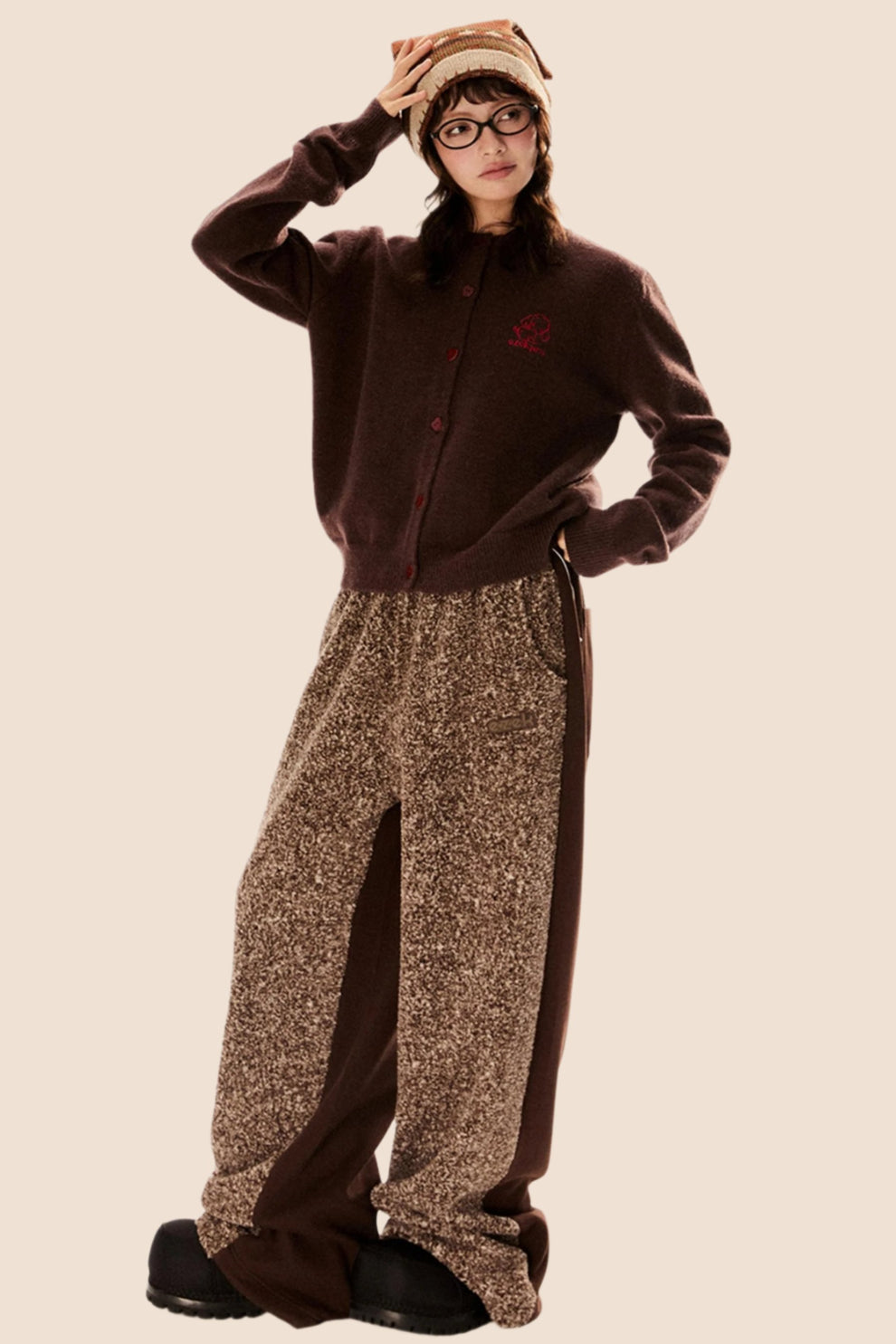 American Retro Distressed Wide-Leg Pants