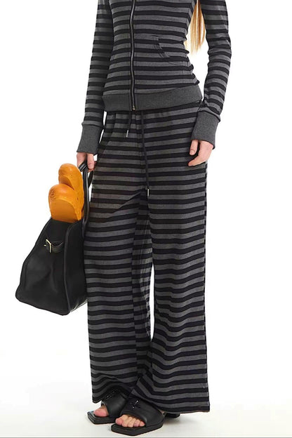 Retro Striped Hooded Top Set-Up