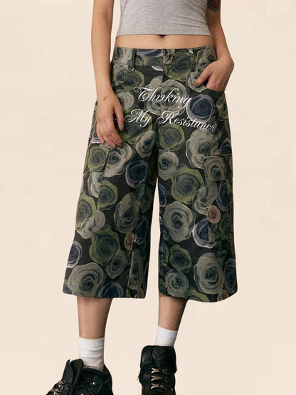 American Rose Print Part-Time Pants