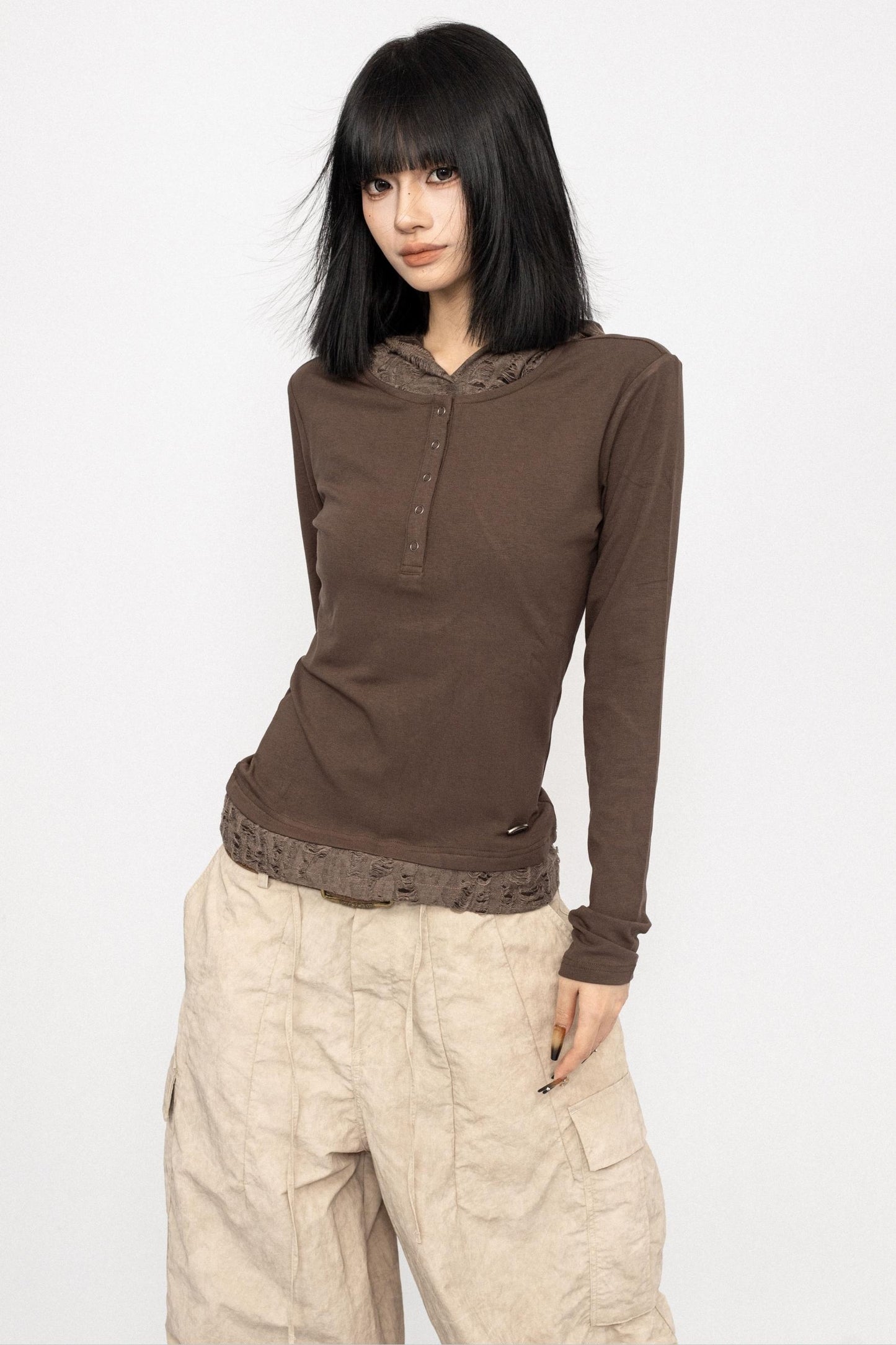 American Retro Long Sleeve Hooded Top