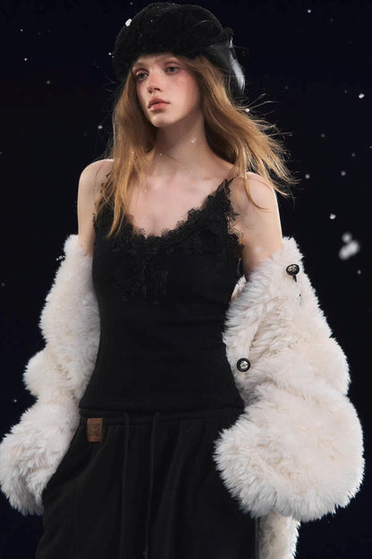 Soft Velvet Texture Lace Camisole