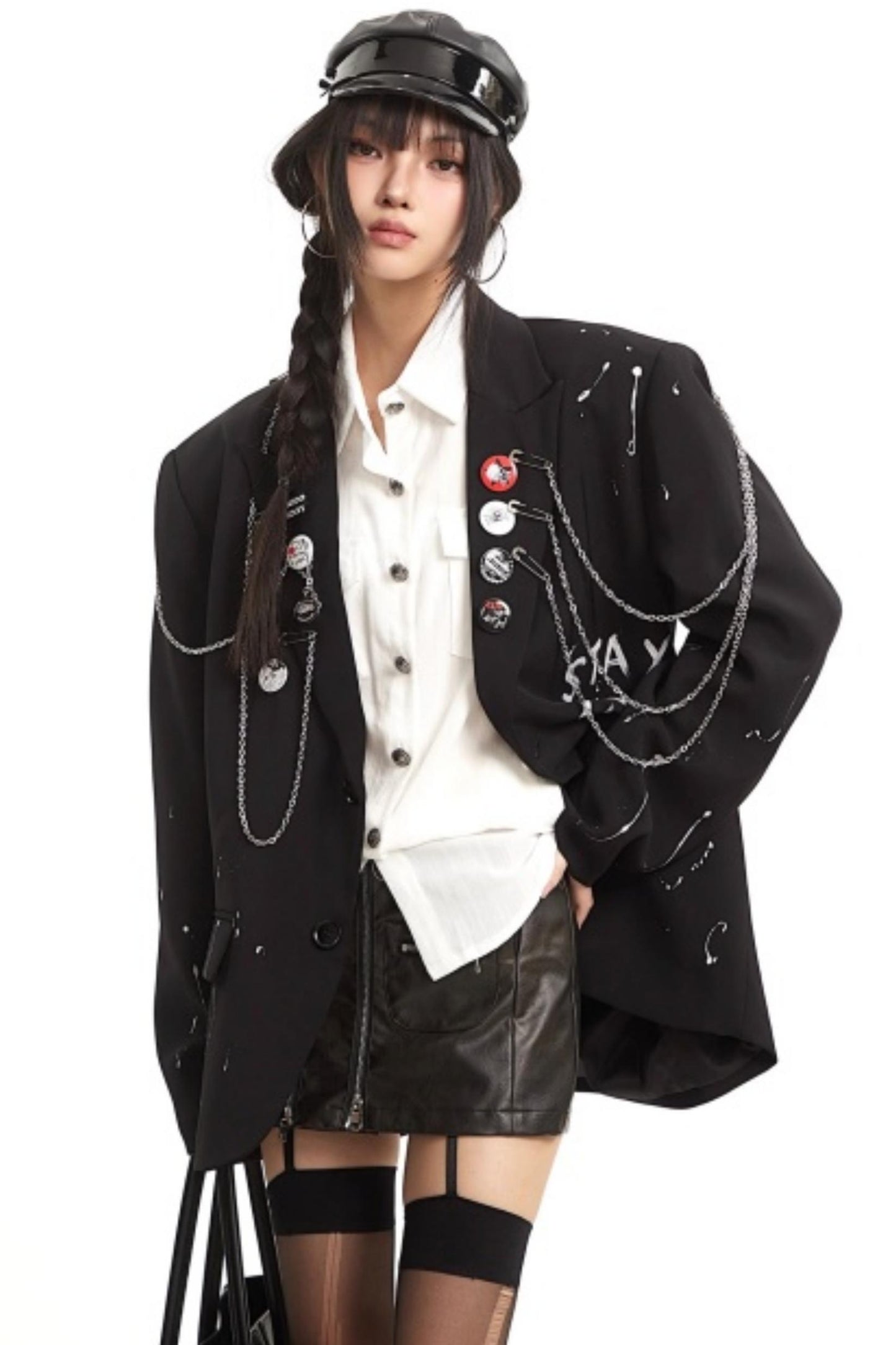 Gothic Print Chain Jacket