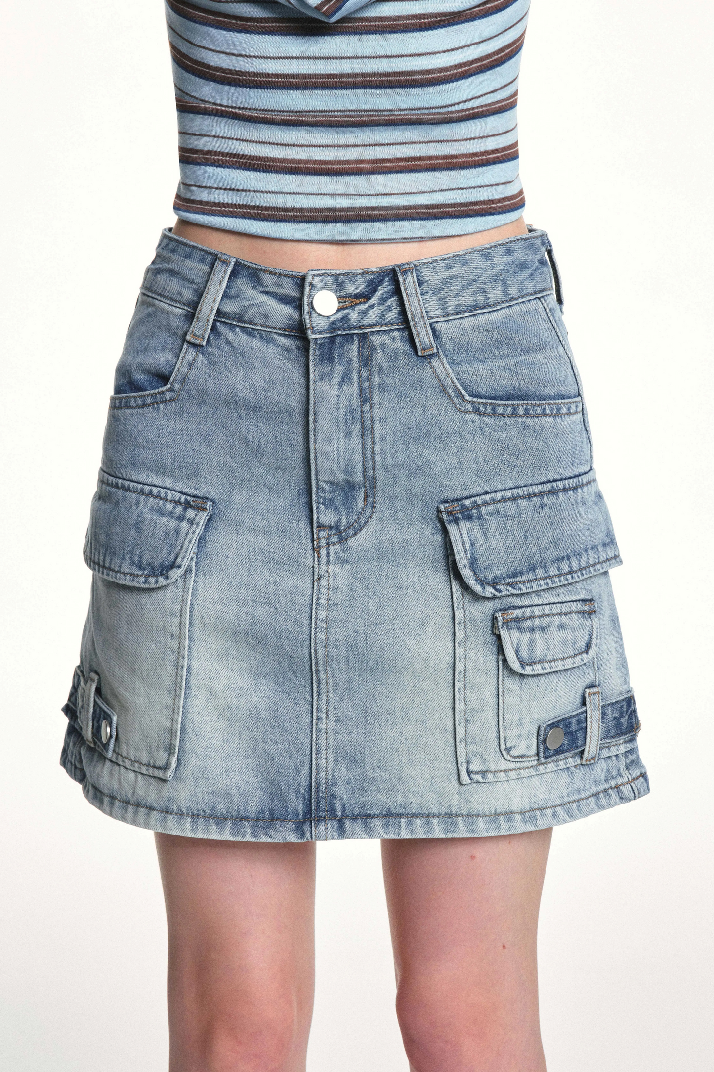 Retro Washed Slimming Denim Skirt