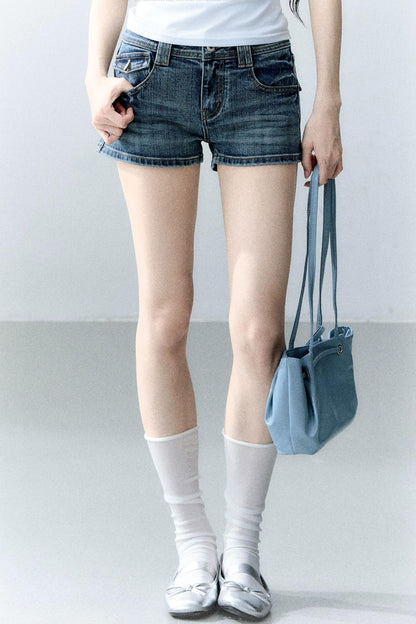 Retro-Jeansshorts mit geradem Bein