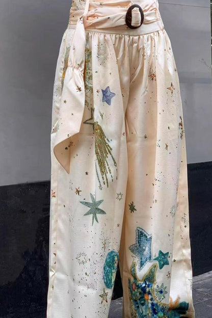 Pleated Sky Wide-Leg Pants