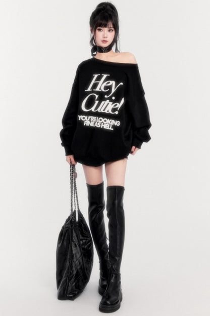 Loose Fleece Long-Sleeved Sweatshirt