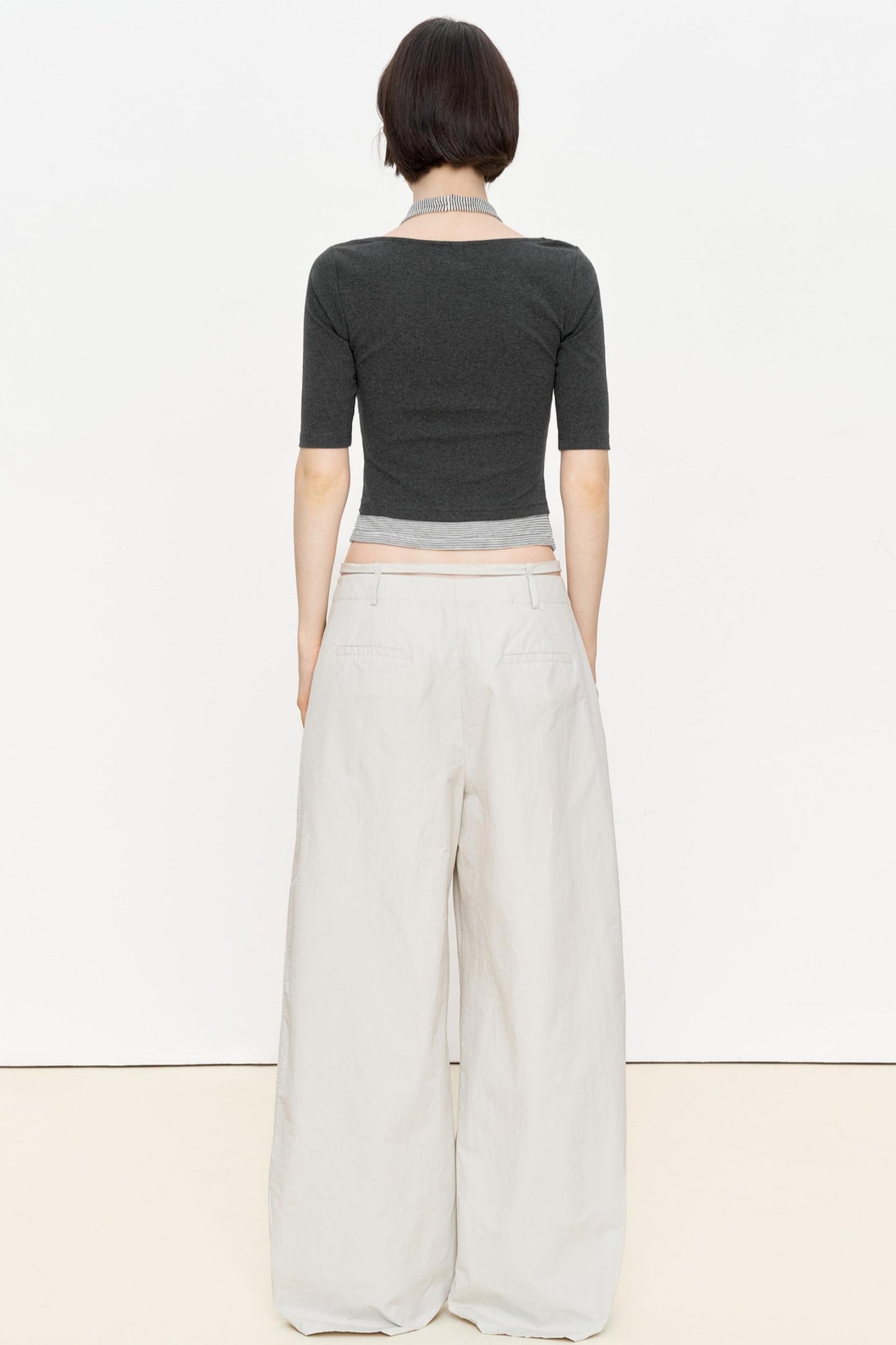 Striped Slim Zipper Tee