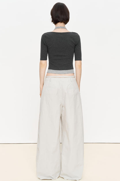 Striped Slim Zipper Tee