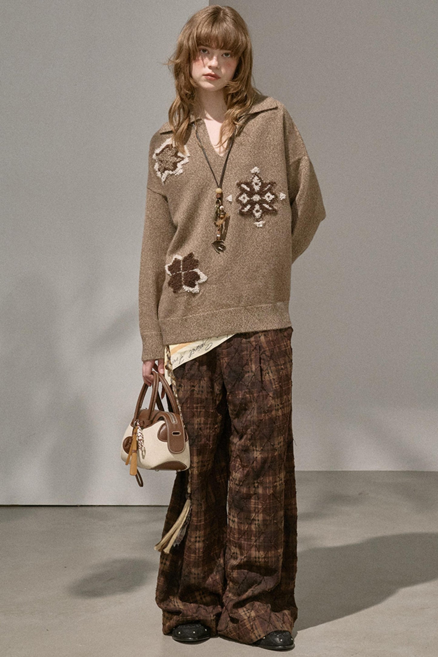 Volumetric Snowflake V-Neck Casual Top