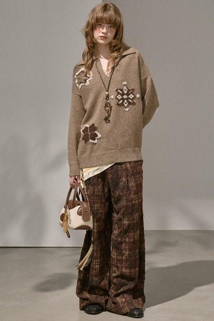 Volumetric Snowflake V-Neck Casual Top