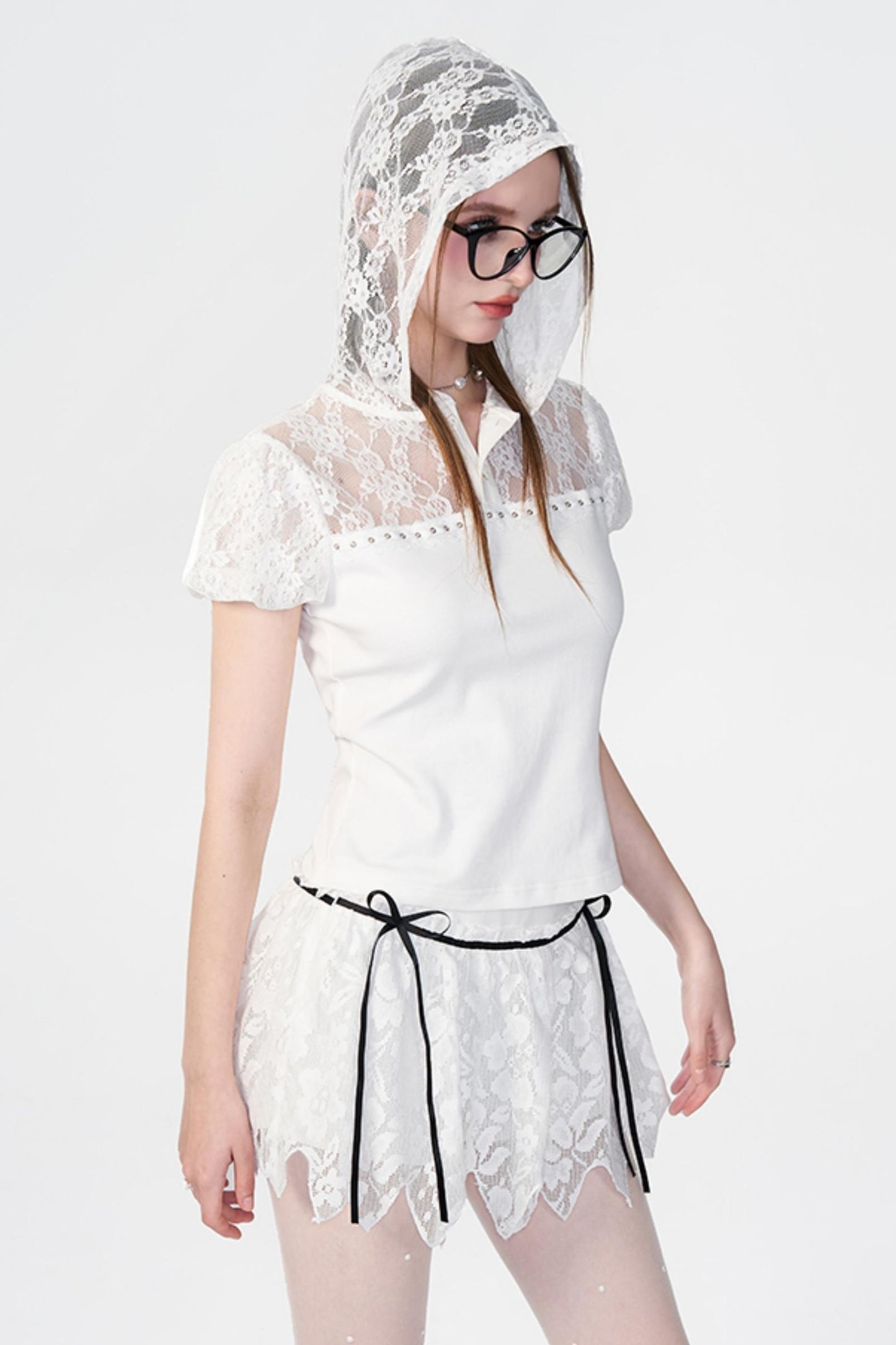 White Lace Bow Skirt