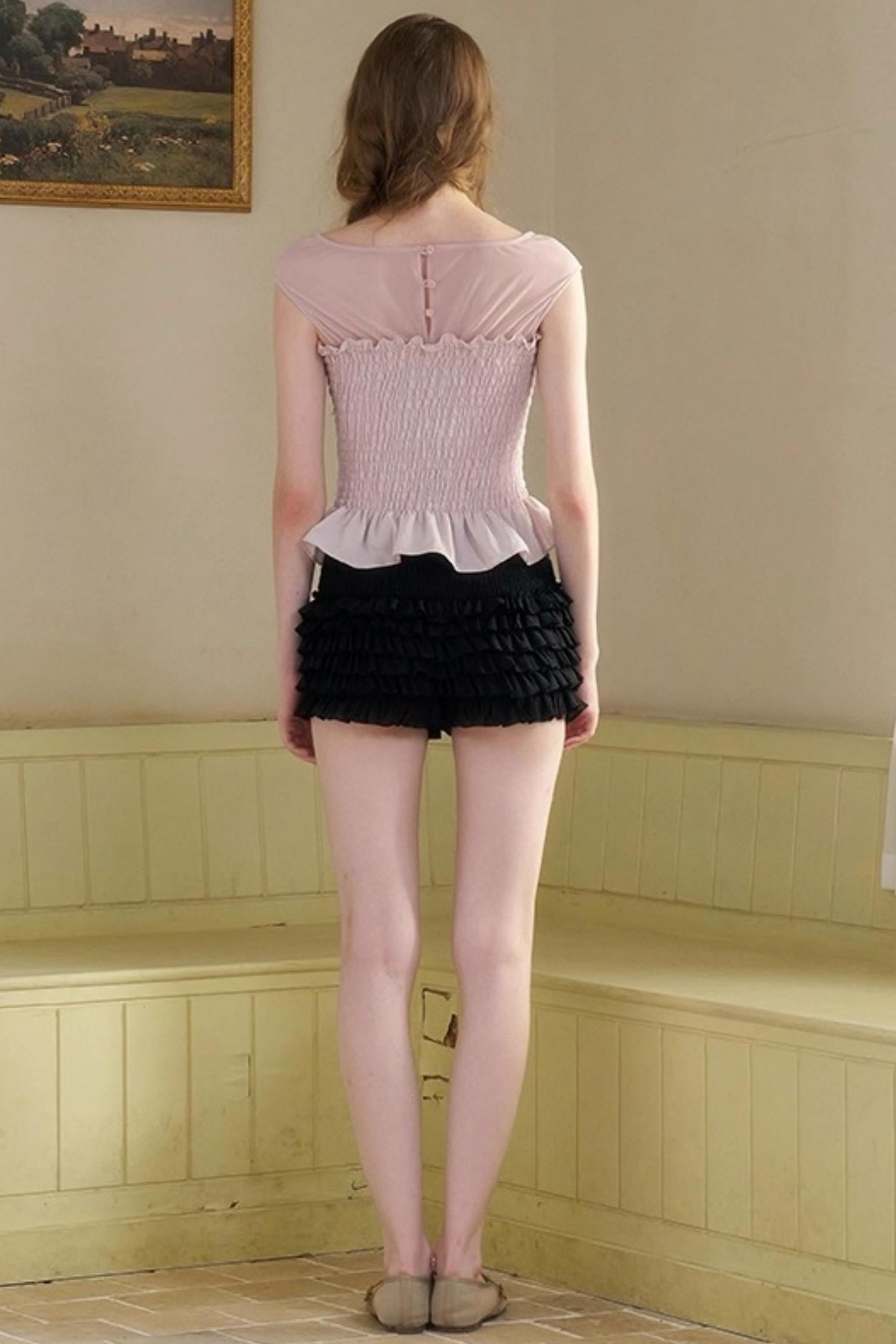 Sweet Mark Lace Short Sleeves Top