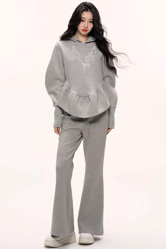 Flower Bud Hooded Sweatshirt Set-Up