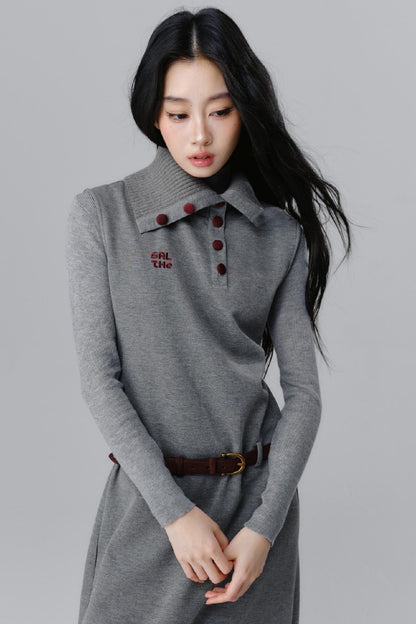 Gray Dream Polo Neck Dress Set-Up