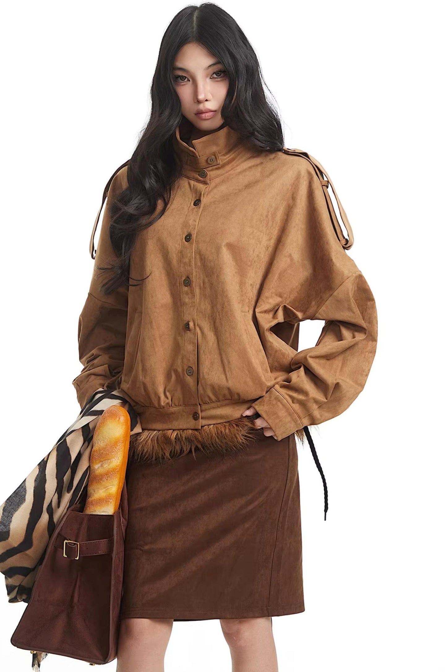 Korean Suede Retro Jacket Set-Up