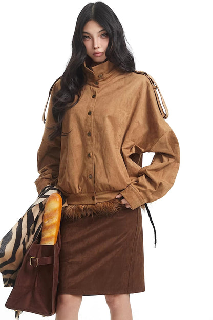 Korean Suede Retro Jacket Set-Up