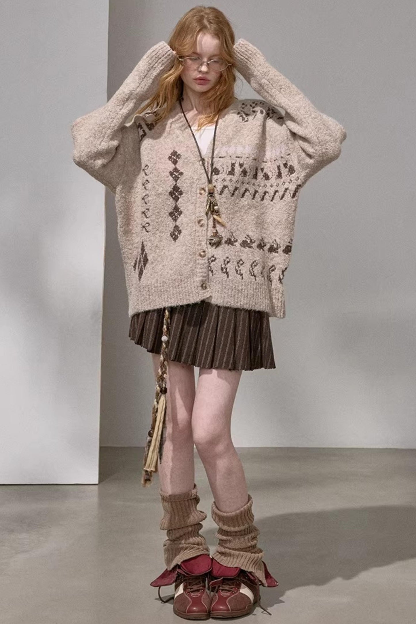 Retro Fair Isle Knitted Cardigan