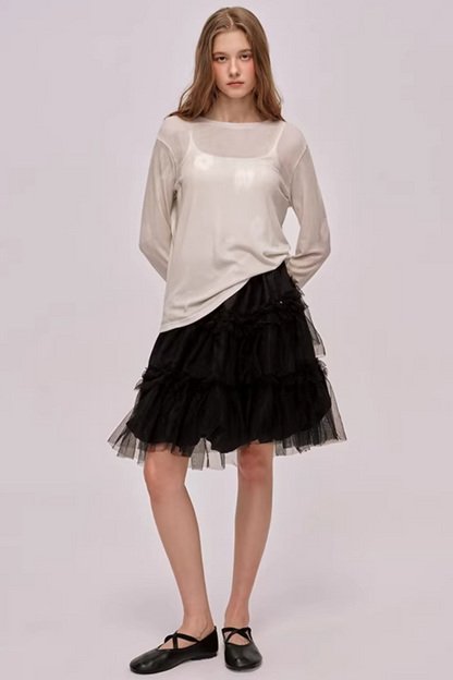 Pull romantique en lyocell et laine