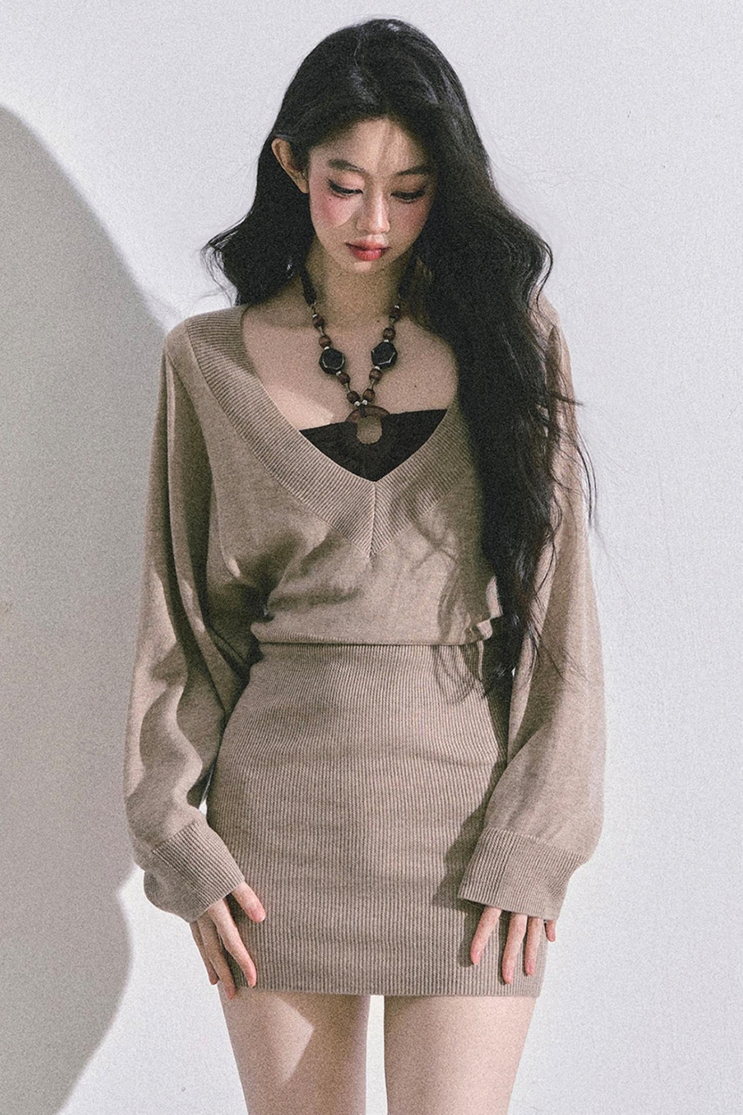 Gold Wisdom French Knitted Dress Set-Up