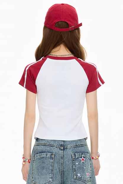Color-Blocking Letter Print Top