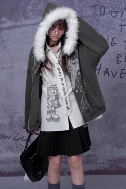 Striped Comic Print Shirt