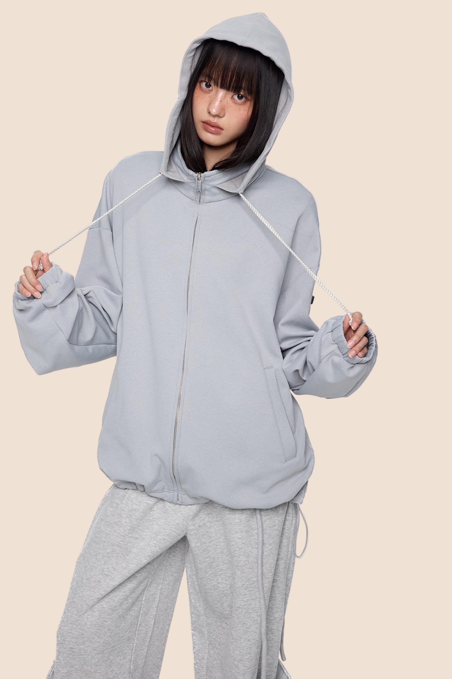 Vintage Drawstring Hoodie Jacket