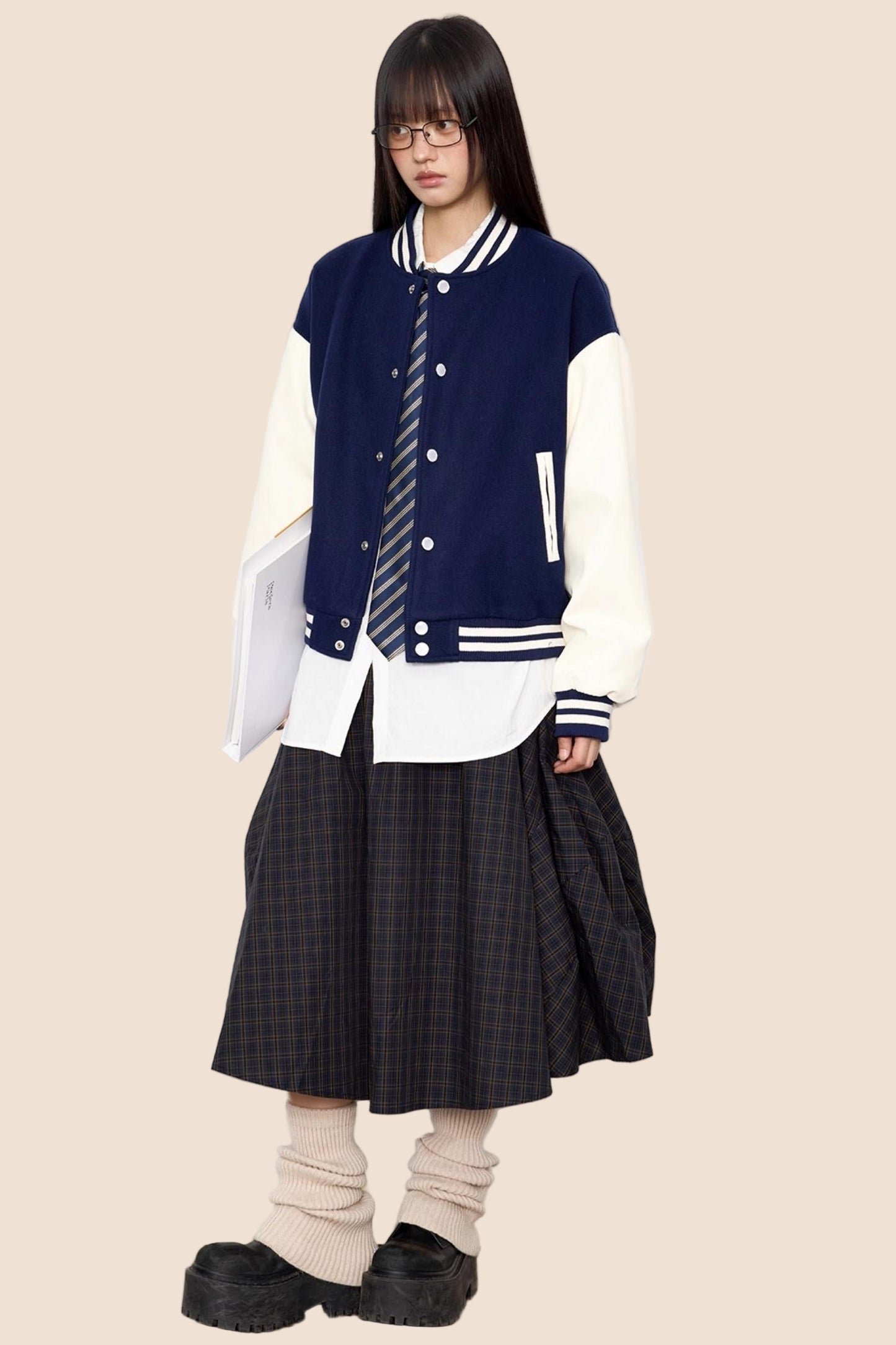 Patchwork Contrast Baseball Jersey Jacket