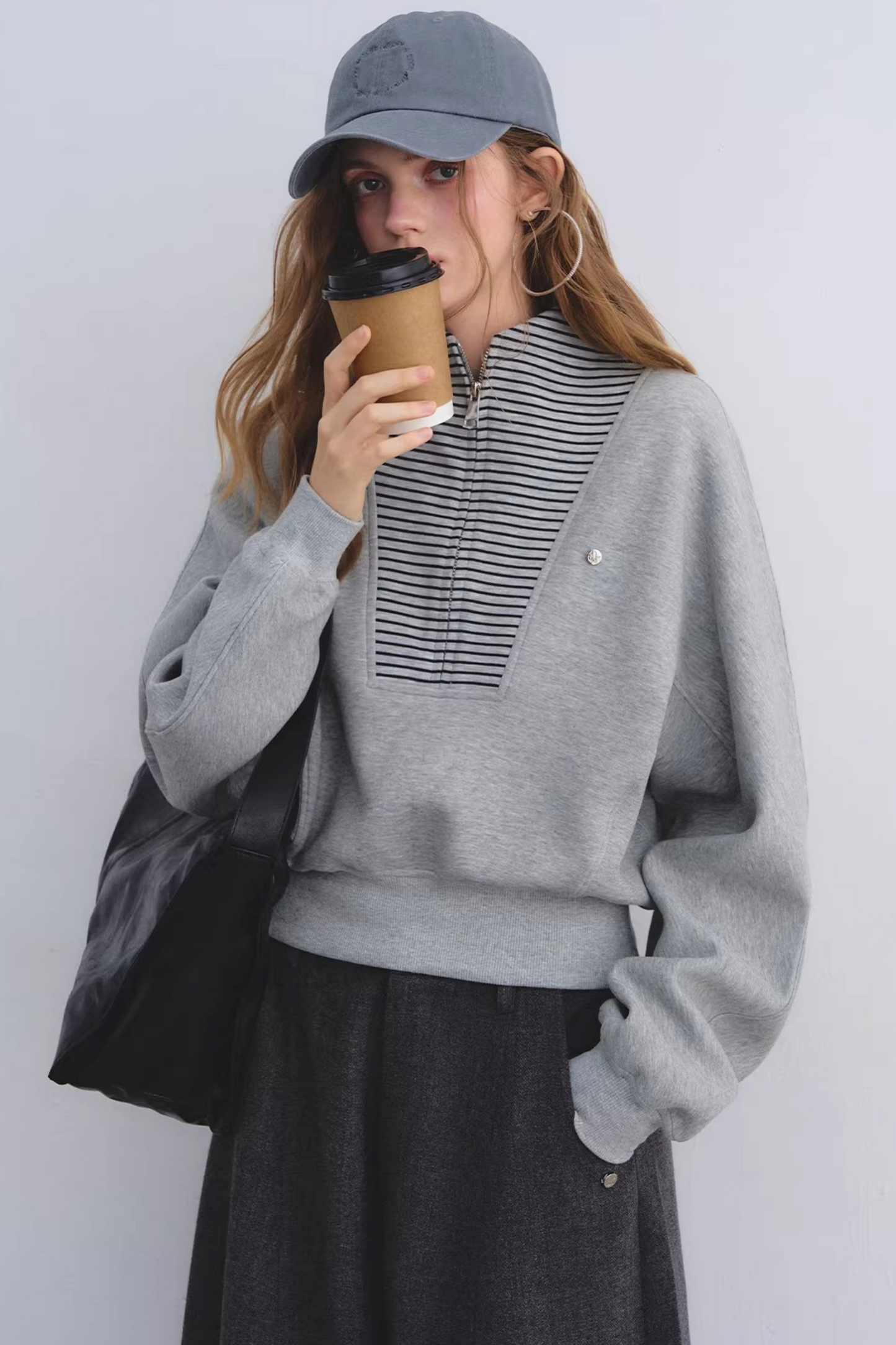 Striped Patchwork Half-Zip Jacket