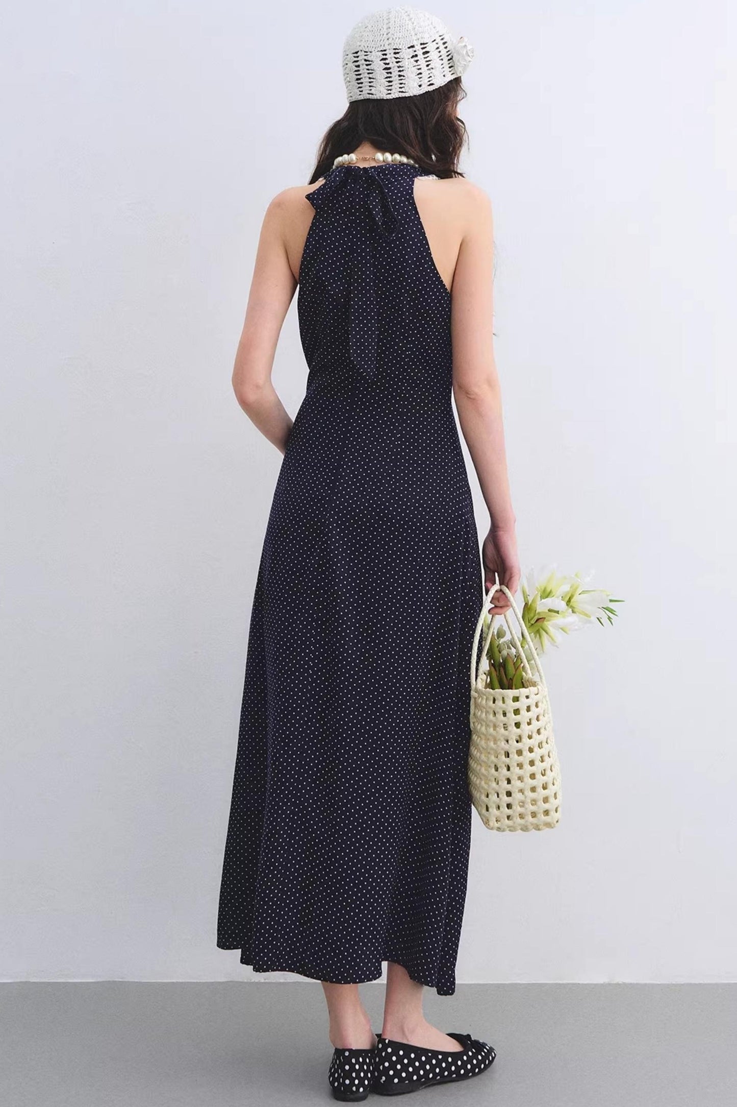 Marineblaues Rüschen-Spitzenkleid