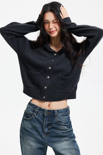 Pure Wool Raglan Cardigan