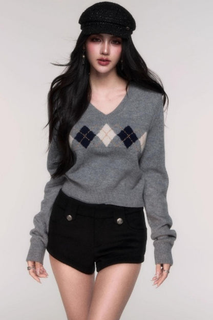 Collegiate Knit V-Neck Cardigan