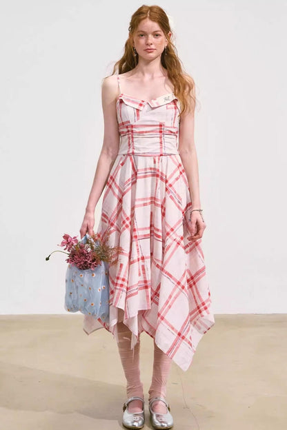 Pink Plaid Halter Dress