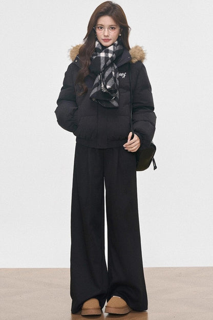 Hooded Cotton Collar Jacket Set-Up