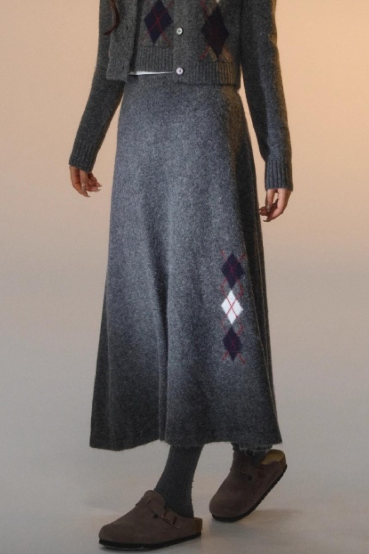 Floral Velvet Diamond Vest Skirt Set-Up