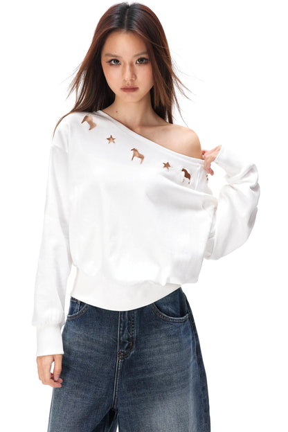 Asymmetrical Hollow Knit Sweater