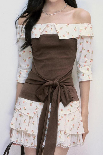 Patchwork Blouse Skirt Set-Up