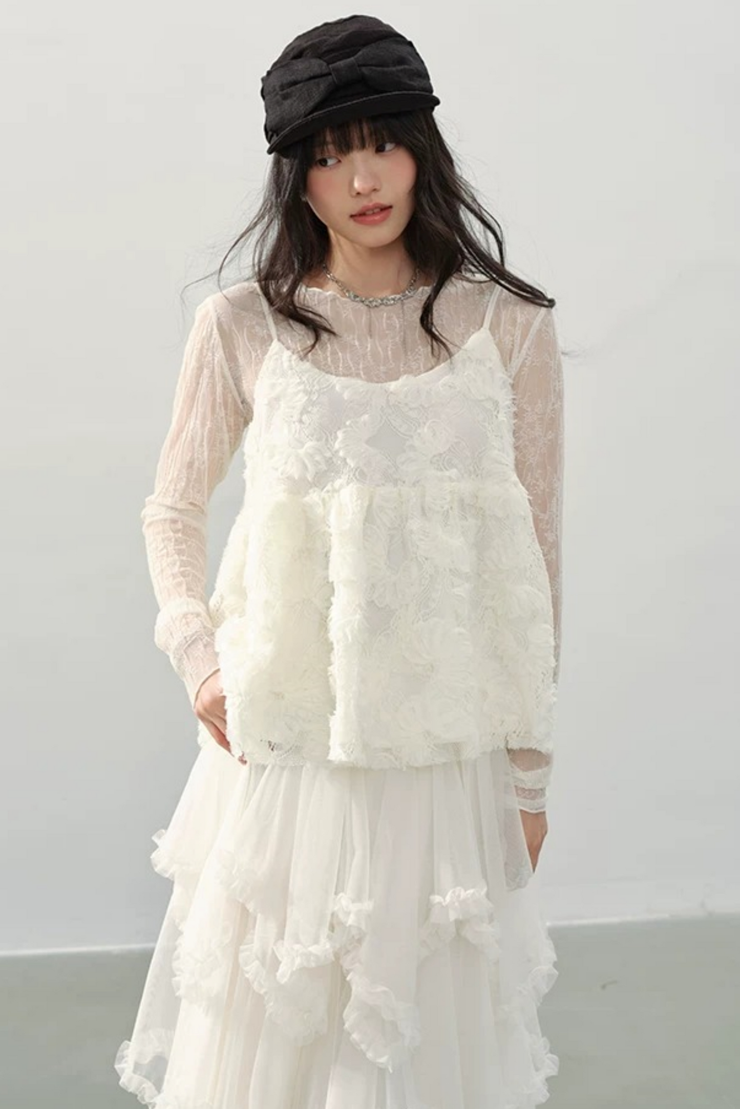 White Flower Lace Top
