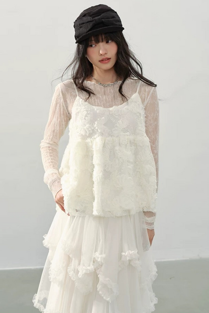 White Flower Lace Top