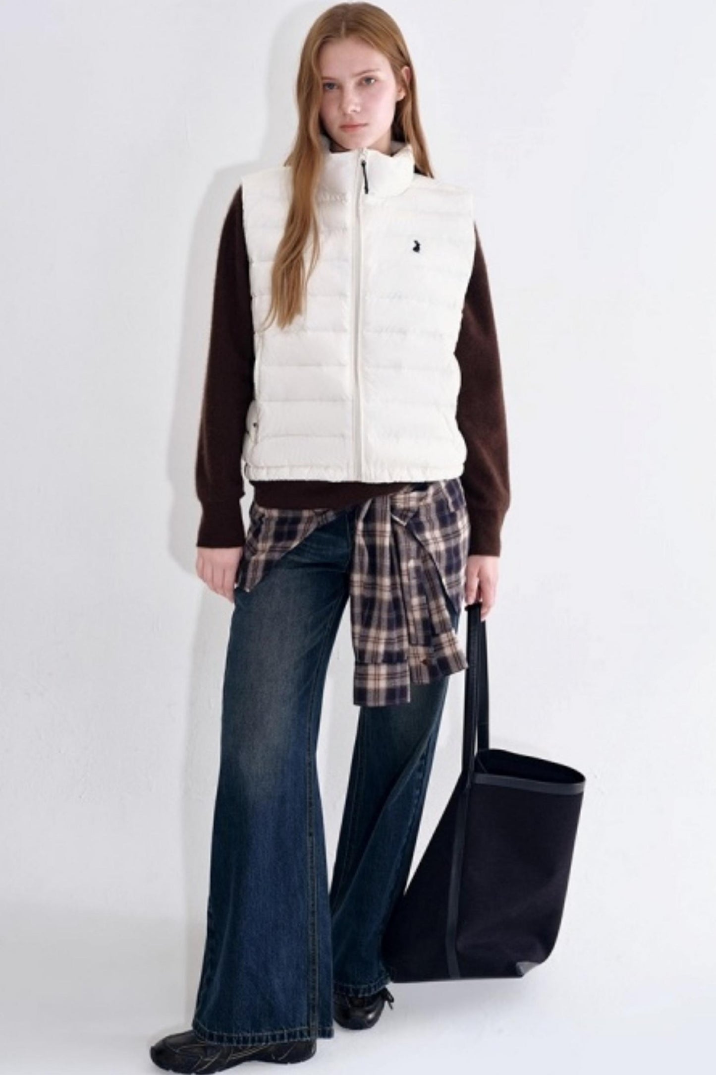 Detachable Plaid Shirt Waist Slimming Jeans