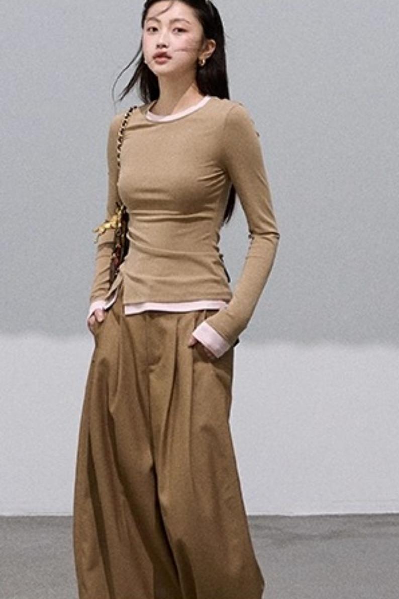 Slim Wool Knit Long Sleeved Top