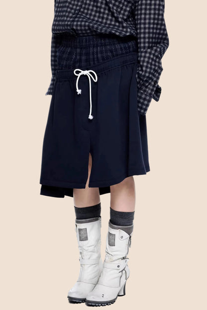 Patchwork Faux Two-Piece Skirt